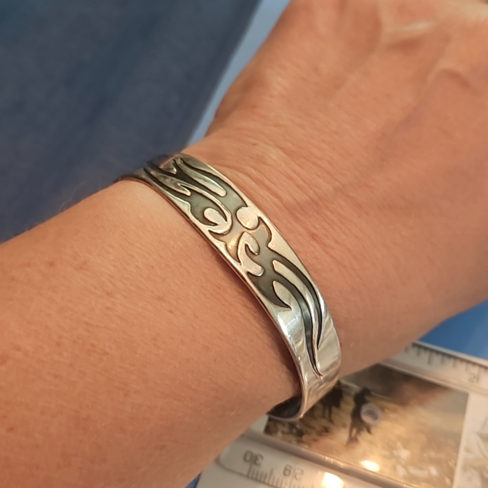 Sterling silver bracelet, tribal design